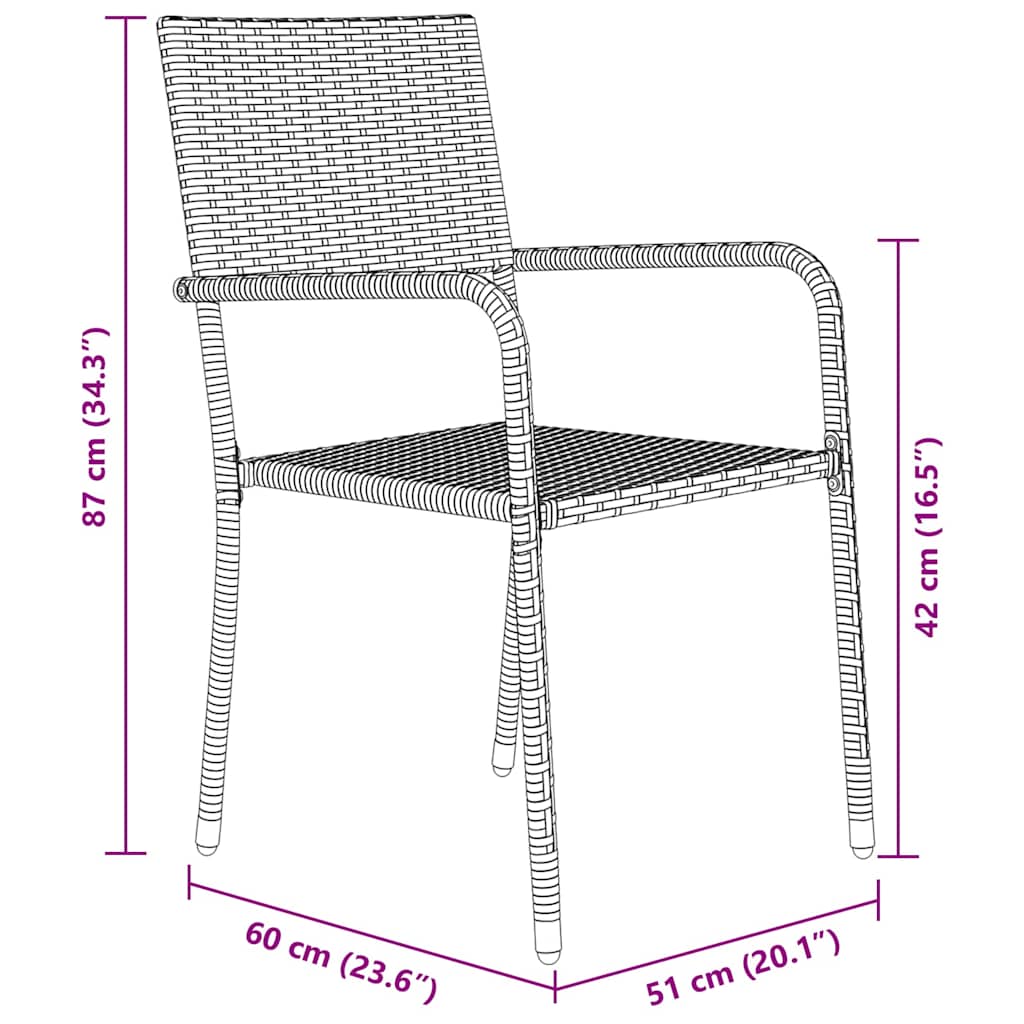 Garden Dining Set with Cushion 7 pcs Black Poly Rattan
