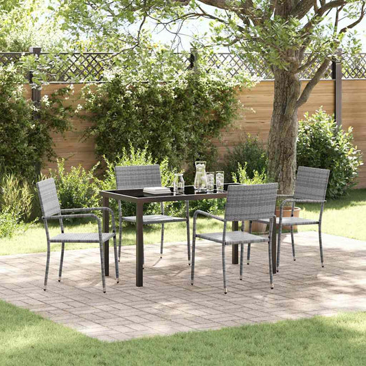 Garden Dining Set 5 pcs Grey Poly Rattan