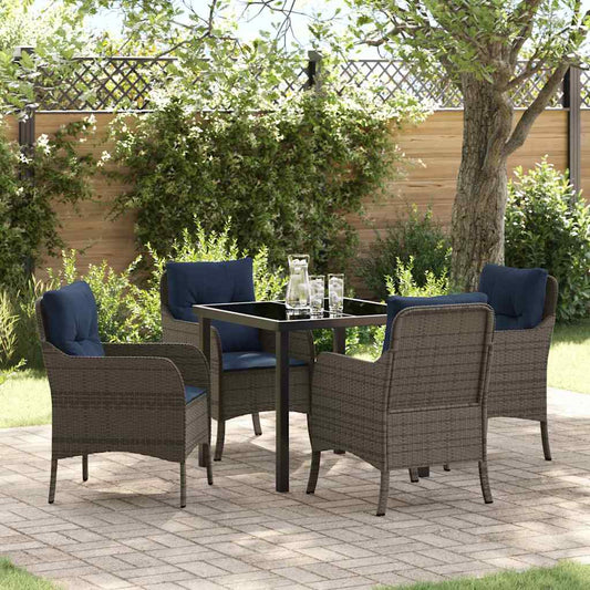 Garden Dining Set 5 pcs Grey Poly Rattan
