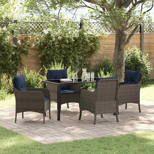 Garden Dining Set 5 pcs Grey Poly Rattan