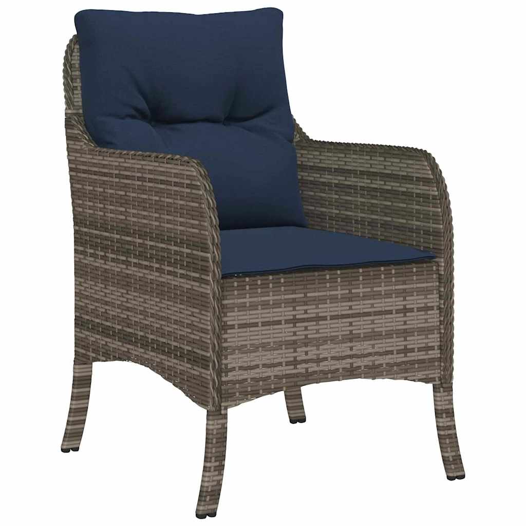 Garden Dining Set with Cushion 5 pcs Grey Poly Rattan