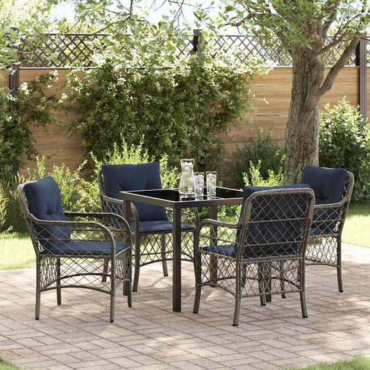 Garden Dining Set 5 pcs Grey and Black Rattan