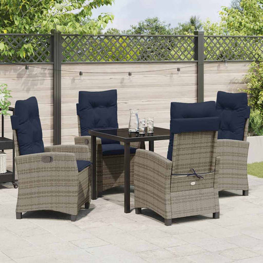 Garden Dining Set 5 pcs Grey Poly Rattan