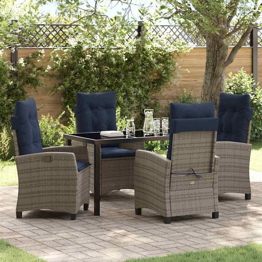 Garden Dining Set 5 pcs Grey Poly Rattan