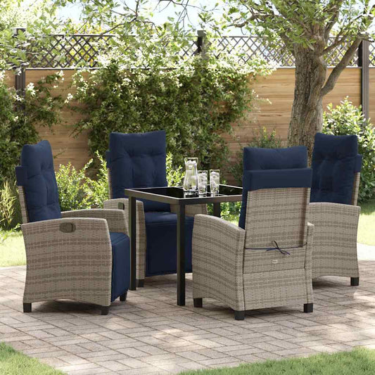 Garden Dining Set 5 pcs Grey Poly Rattan