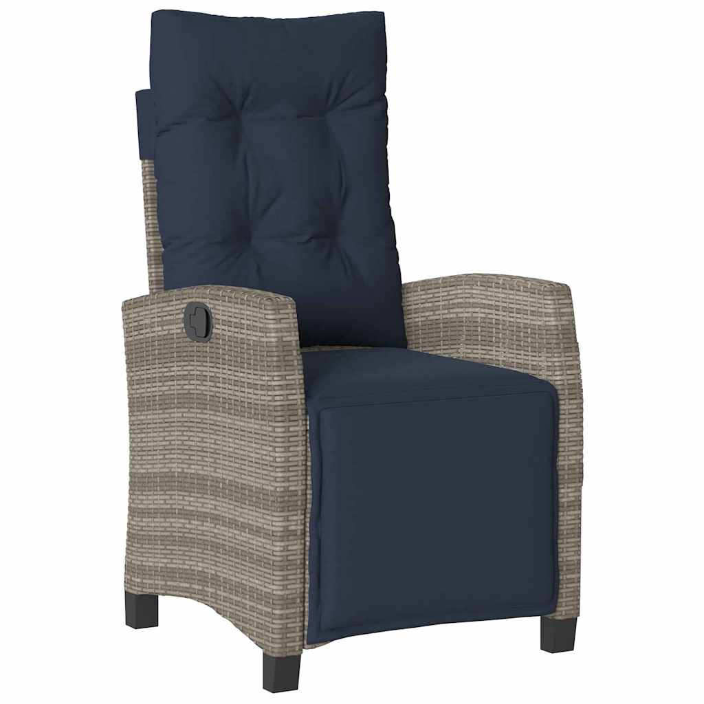 Garden Dining Set with Cushion 7 pcs Grey Poly Rattan