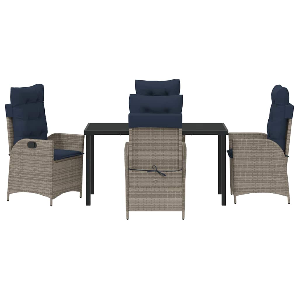 Garden Dining Set with Cushion 5 pcs Grey and Black Rattan