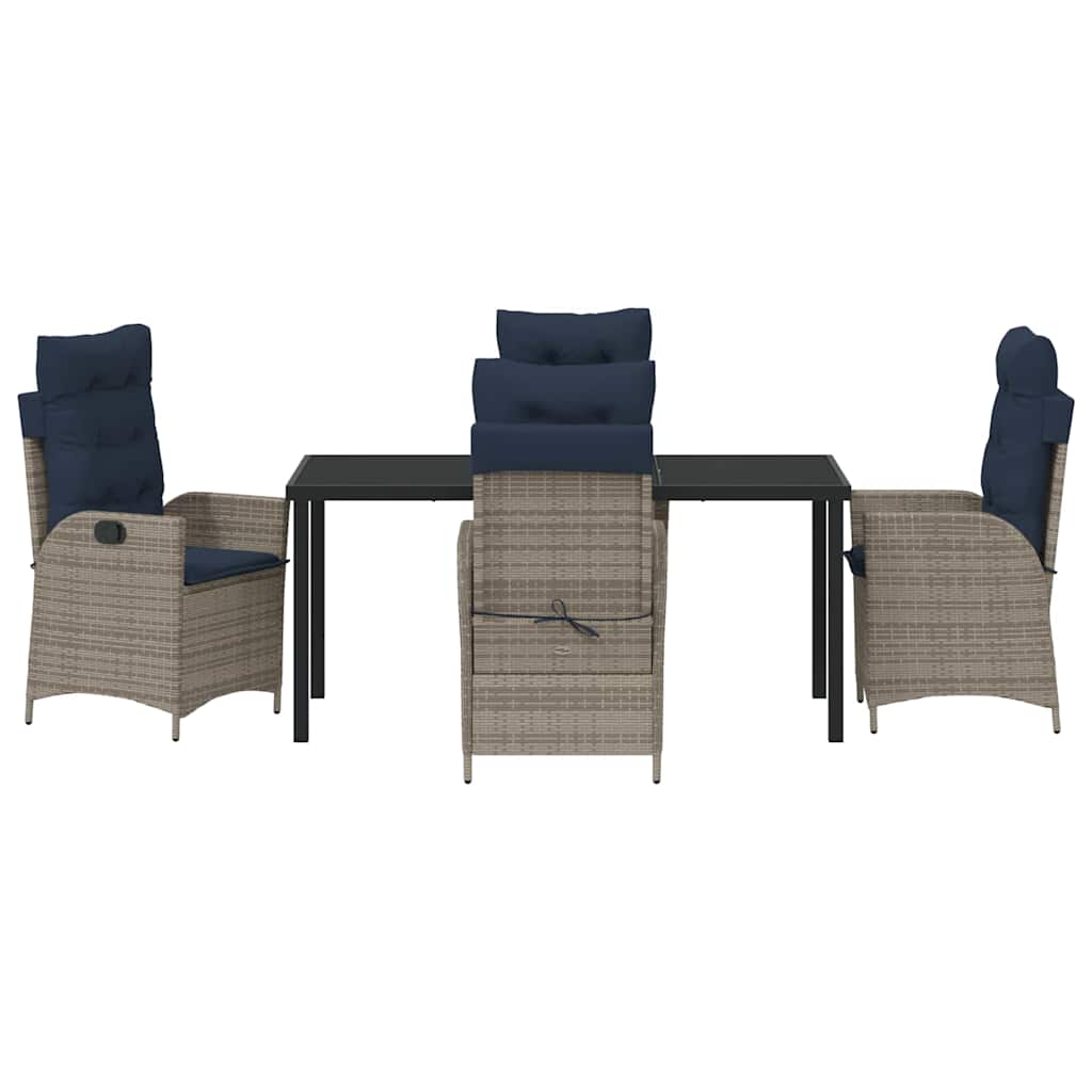 Garden Dining Set with Cushion 5 pcs Grey and Black Rattan