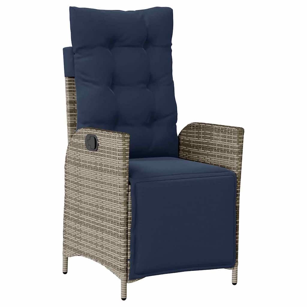 Garden Dining Set with Cushion 5 pcs Grey and Black Rattan