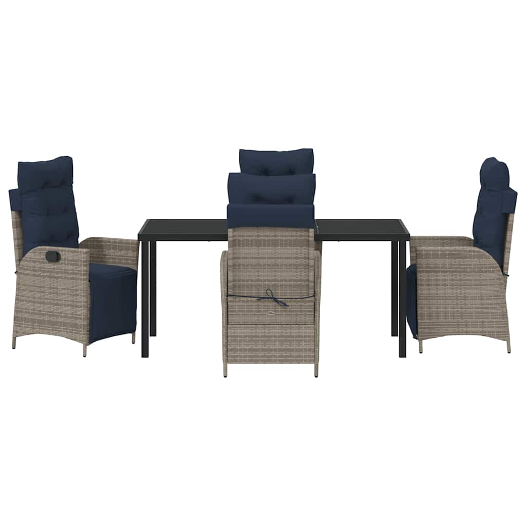Garden Dining Set with Cushion 5 pcs Grey and Black Rattan