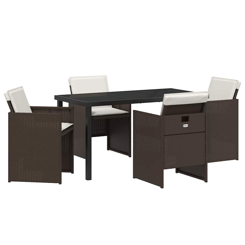 Garden Dining Set 5 pcs Brown Poly Rattan