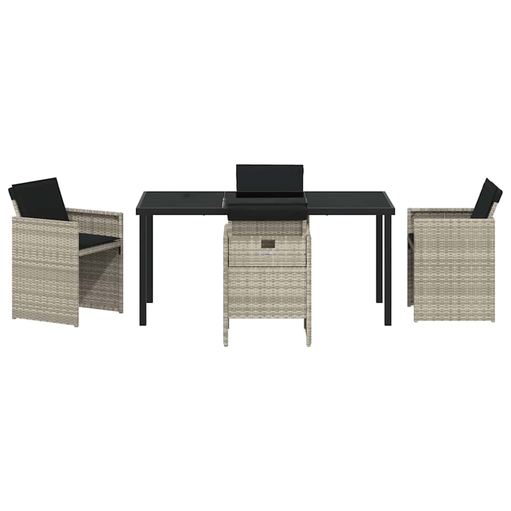 Garden Dining Set 5 pcs Light Grey Poly Rattan