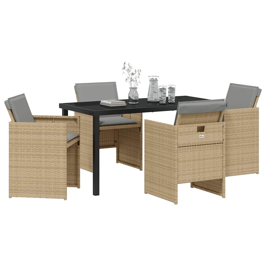 Garden Dining Set 5 pcs Beige Poly Rattan