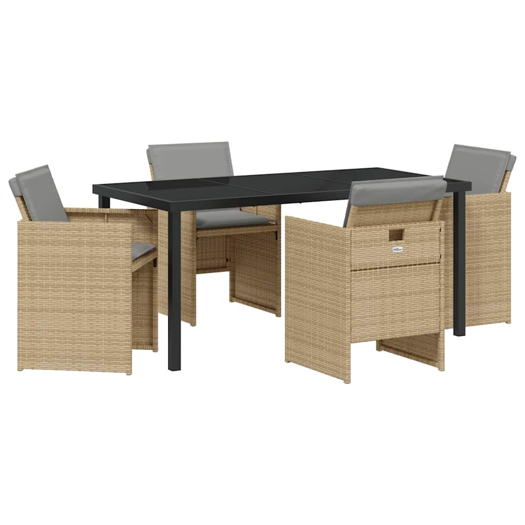 Garden Dining Set 5 pcs Beige Poly Rattan