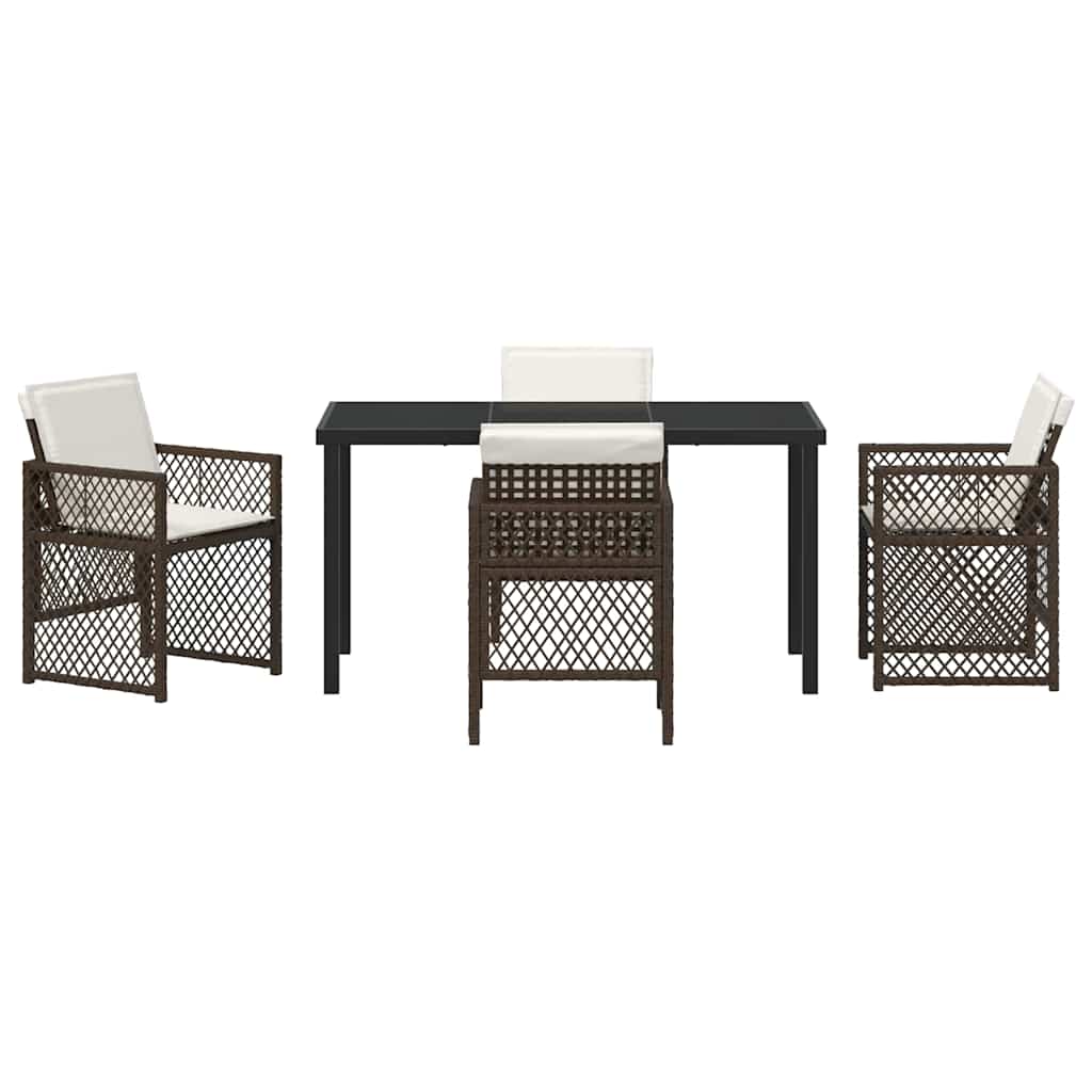 Garden Dining Set 5 pcs Brown Poly Rattan