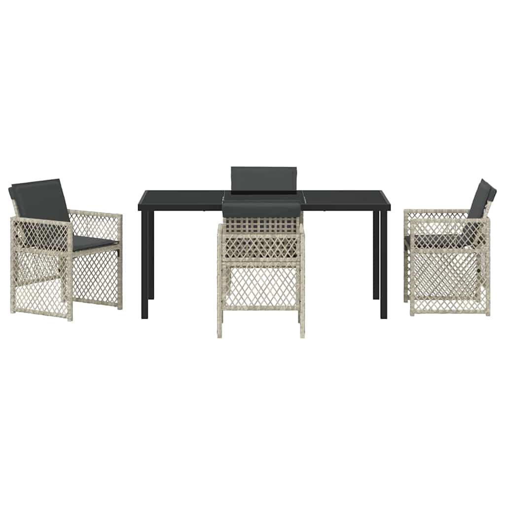 Garden Dining Set 5 pcs Light Grey Poly Rattan