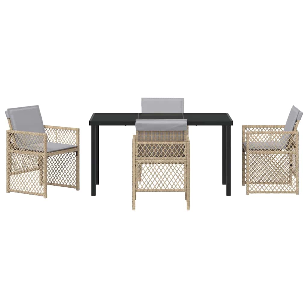 Garden Dining Set 5 pcs Beige Poly Rattan