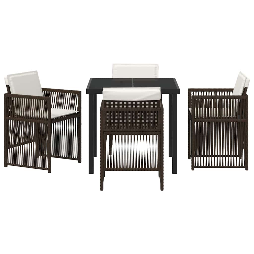 Garden Dining Set 5 pcs Brown Powder-Coated Steel