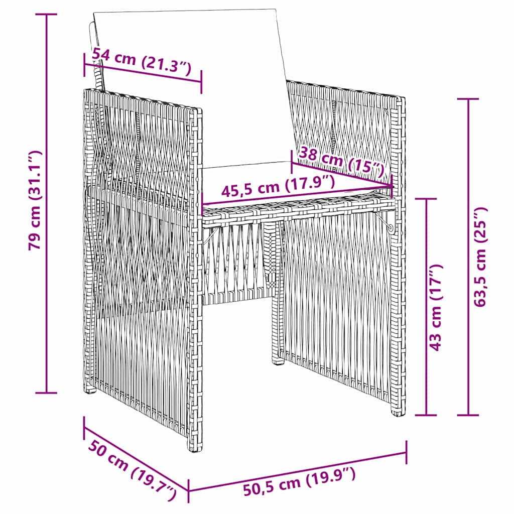 Garden Dining Set 5 pcs Brown Powder-Coated Steel