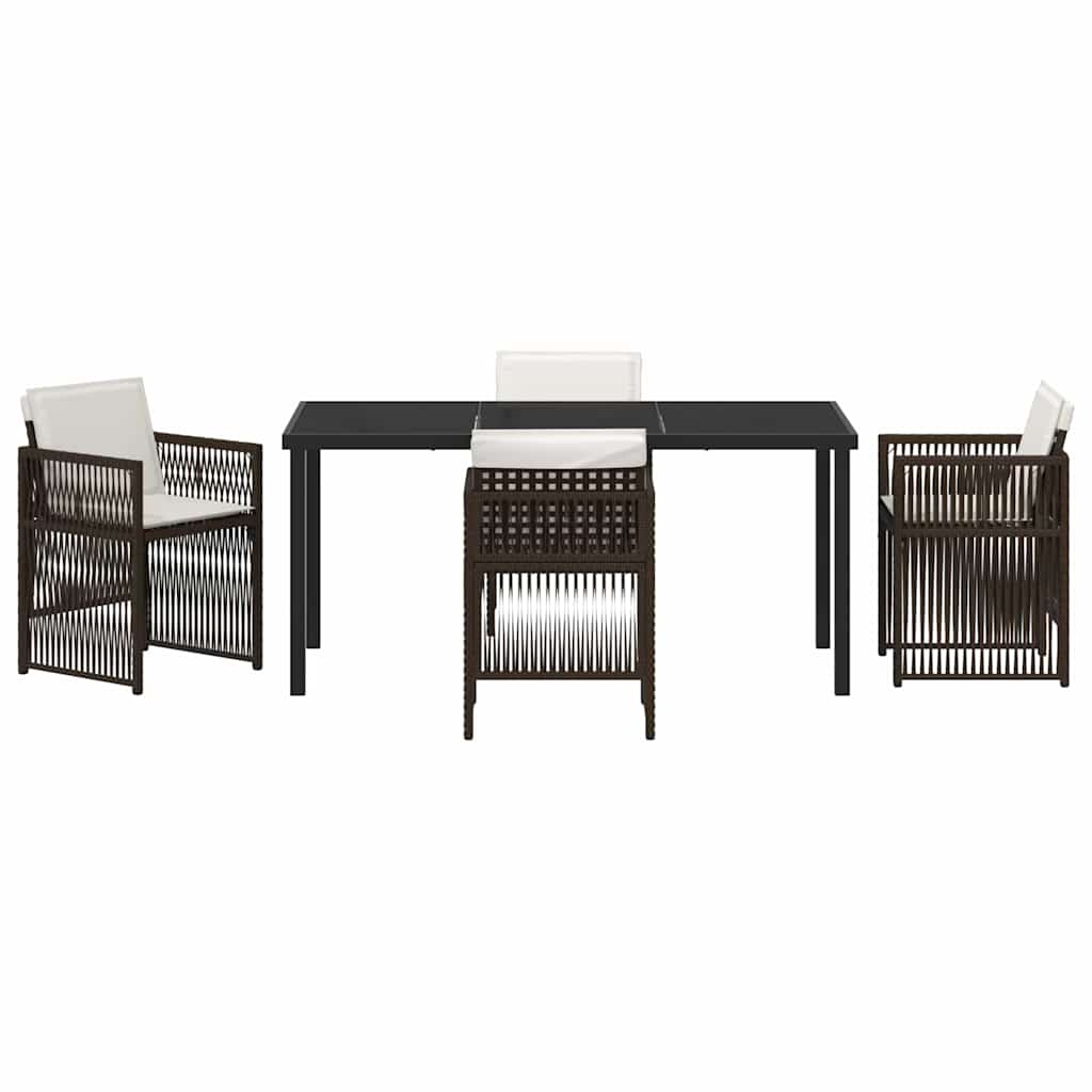 Garden Dining Set 5 pcs Brown Powder-Coated Steel
