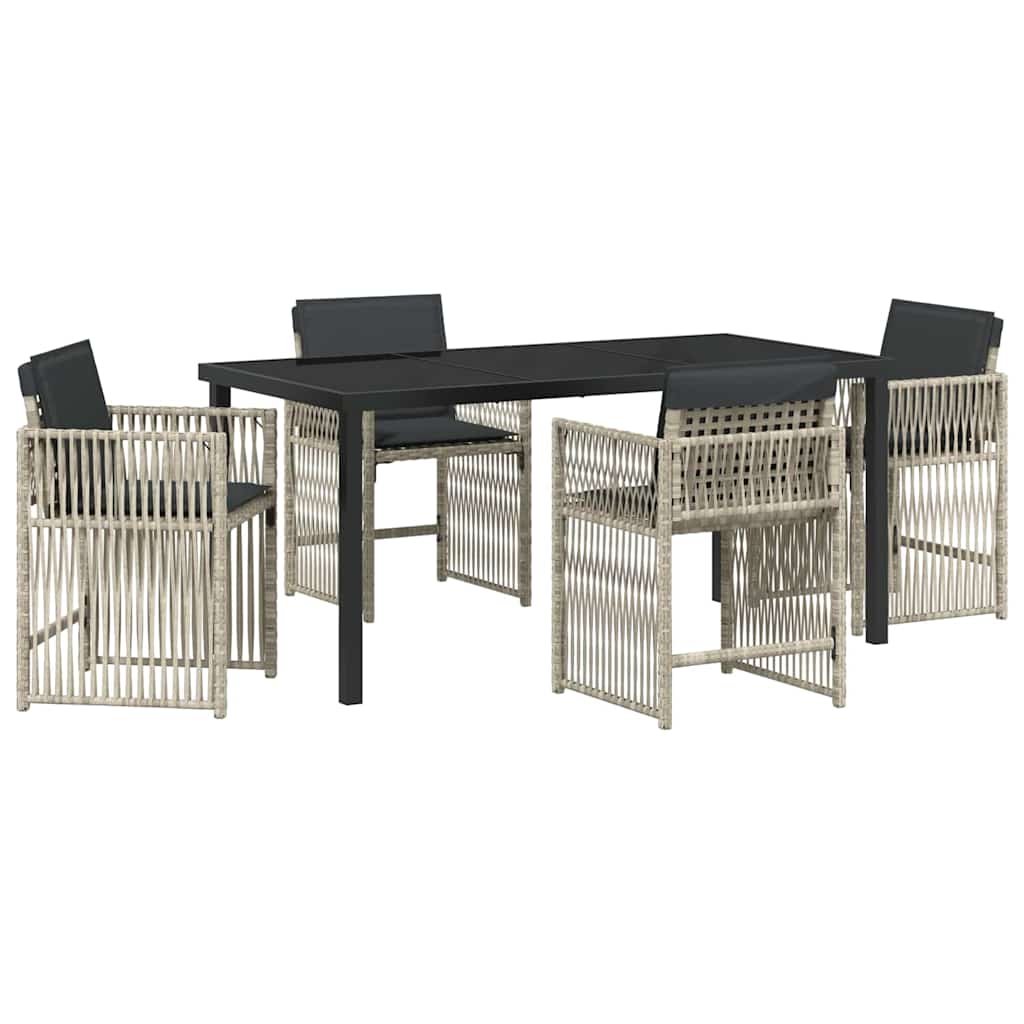 Garden Dining Set 5 pcs Light Grey Powder-Coated Steel