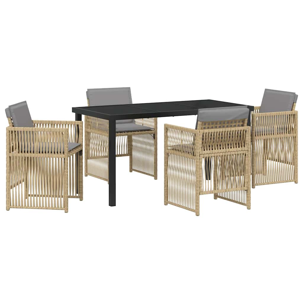 Garden Dining Set 5 pcs Beige Powder-Coated Steel