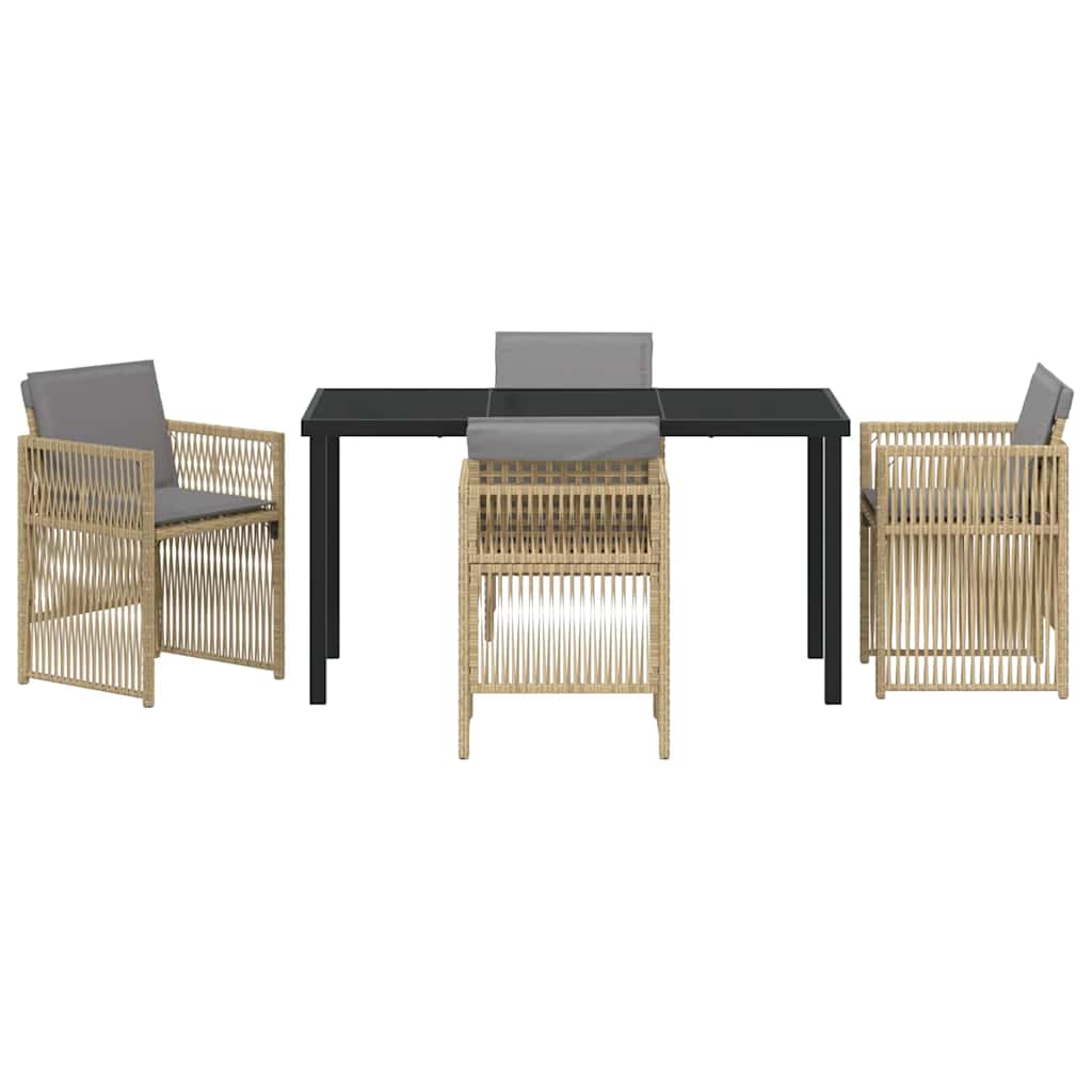 Garden Dining Set 5 pcs Beige Powder-Coated Steel