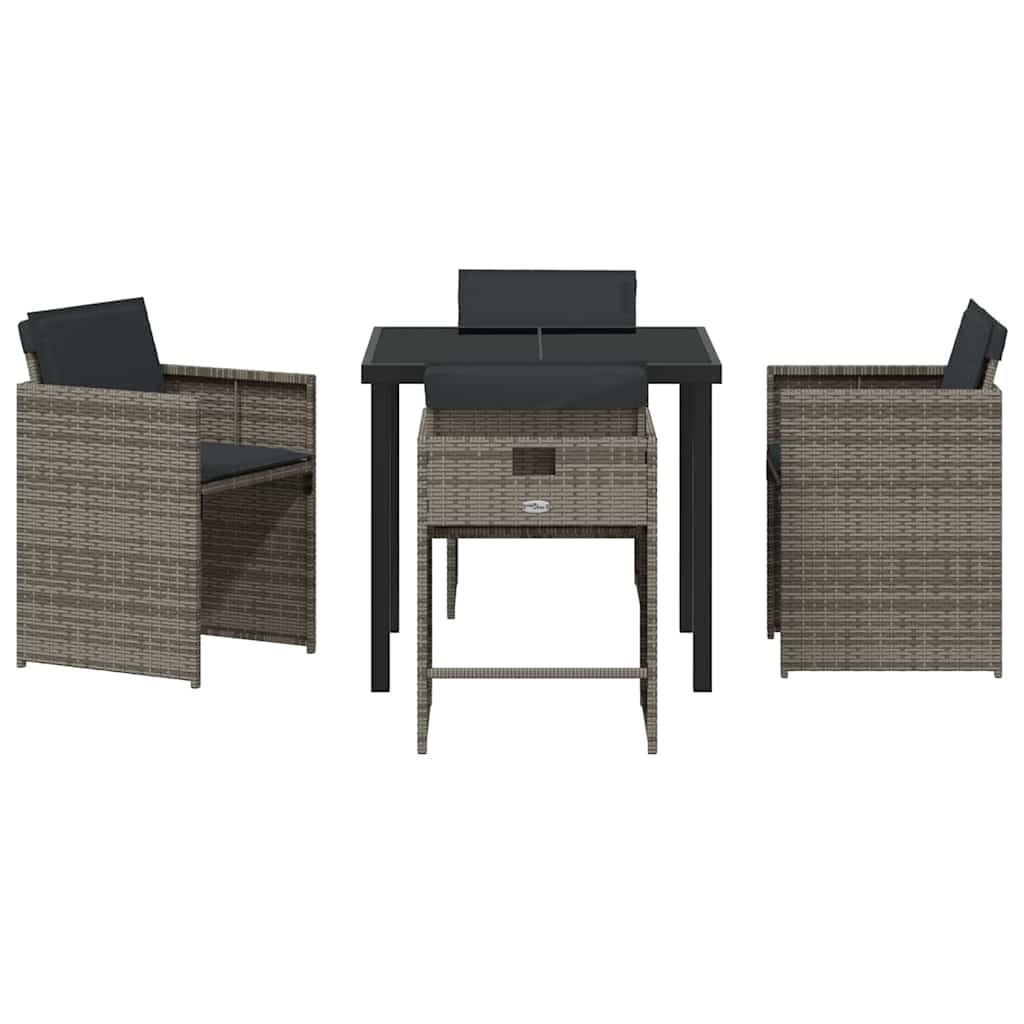 Garden Dining Set 5 pcs Grey Poly Rattan