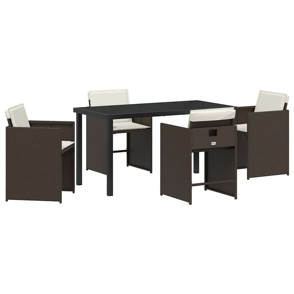 Garden Dining Set 5 pcs Brown Poly Rattan