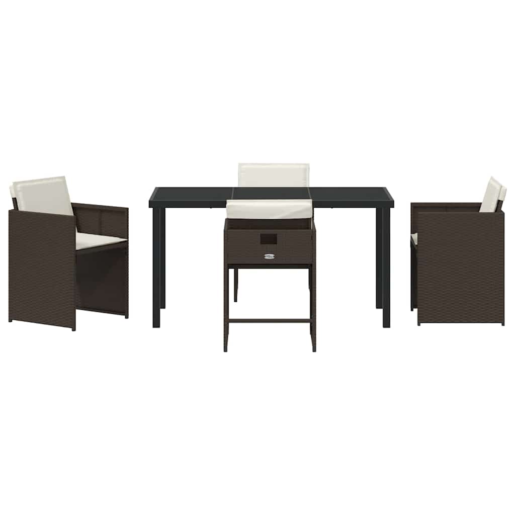 Garden Dining Set 5 pcs Brown Poly Rattan