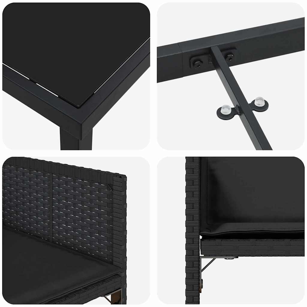 Garden Dining Set 5 pcs Black Poly Rattan