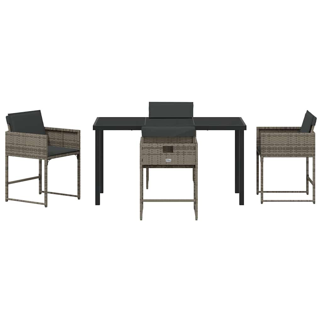 Garden Dining Set 5 pcs Grey Poly Rattan