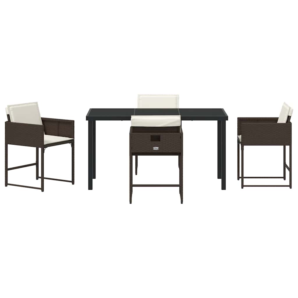 Garden Dining Set 5 pcs Brown Poly Rattan