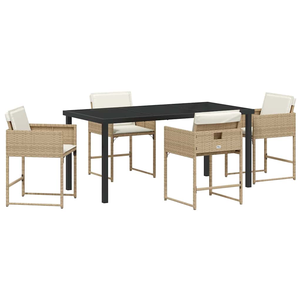 Garden Dining Set 5 pcs Beige Poly Rattan