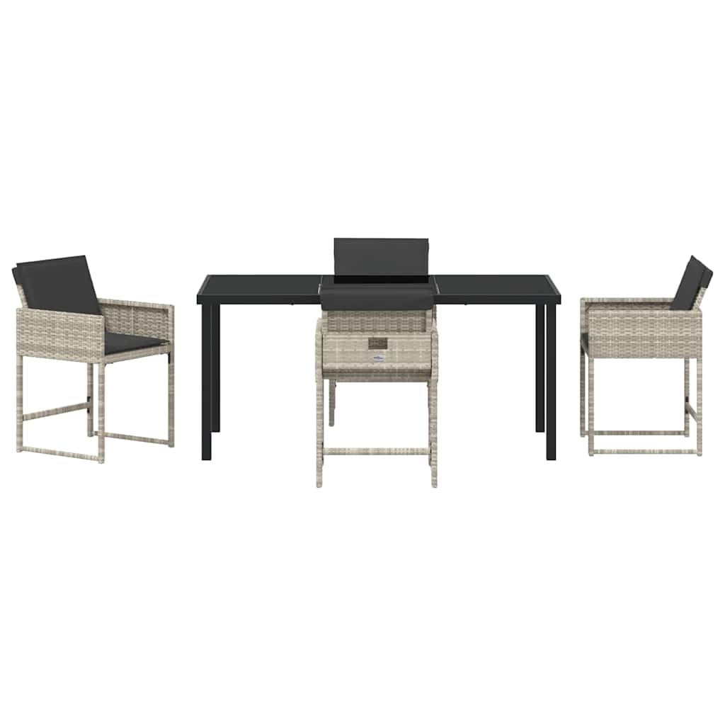 Garden Dining Set 5 pcs Light Grey Poly Rattan