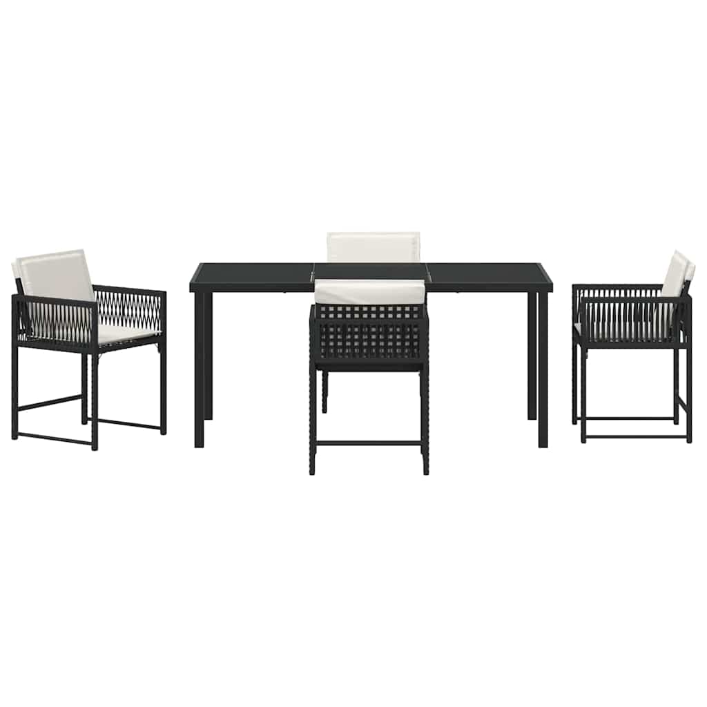 Garden Dining Set 5 pcs Black Poly Rattan
