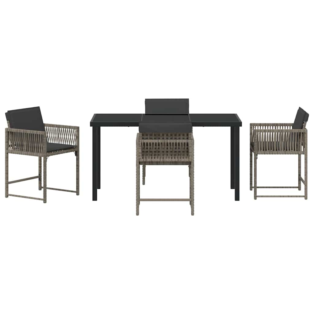 Garden Dining Set 5 pcs Grey Poly Rattan