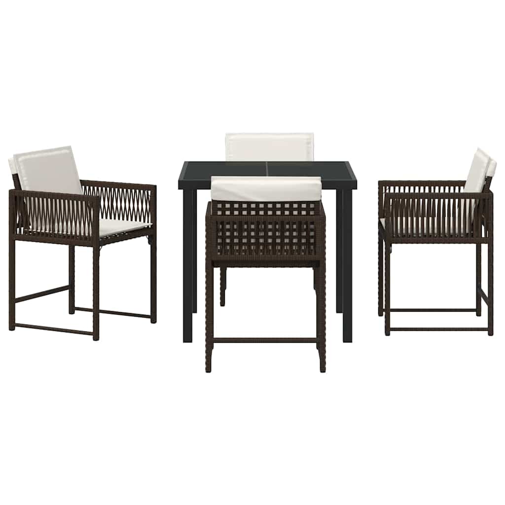 Garden Dining Set 5 pcs Brown Poly Rattan