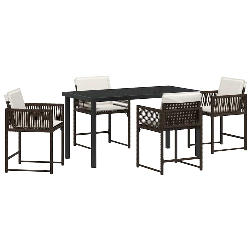 Garden Dining Set 5 pcs Brown Poly Rattan