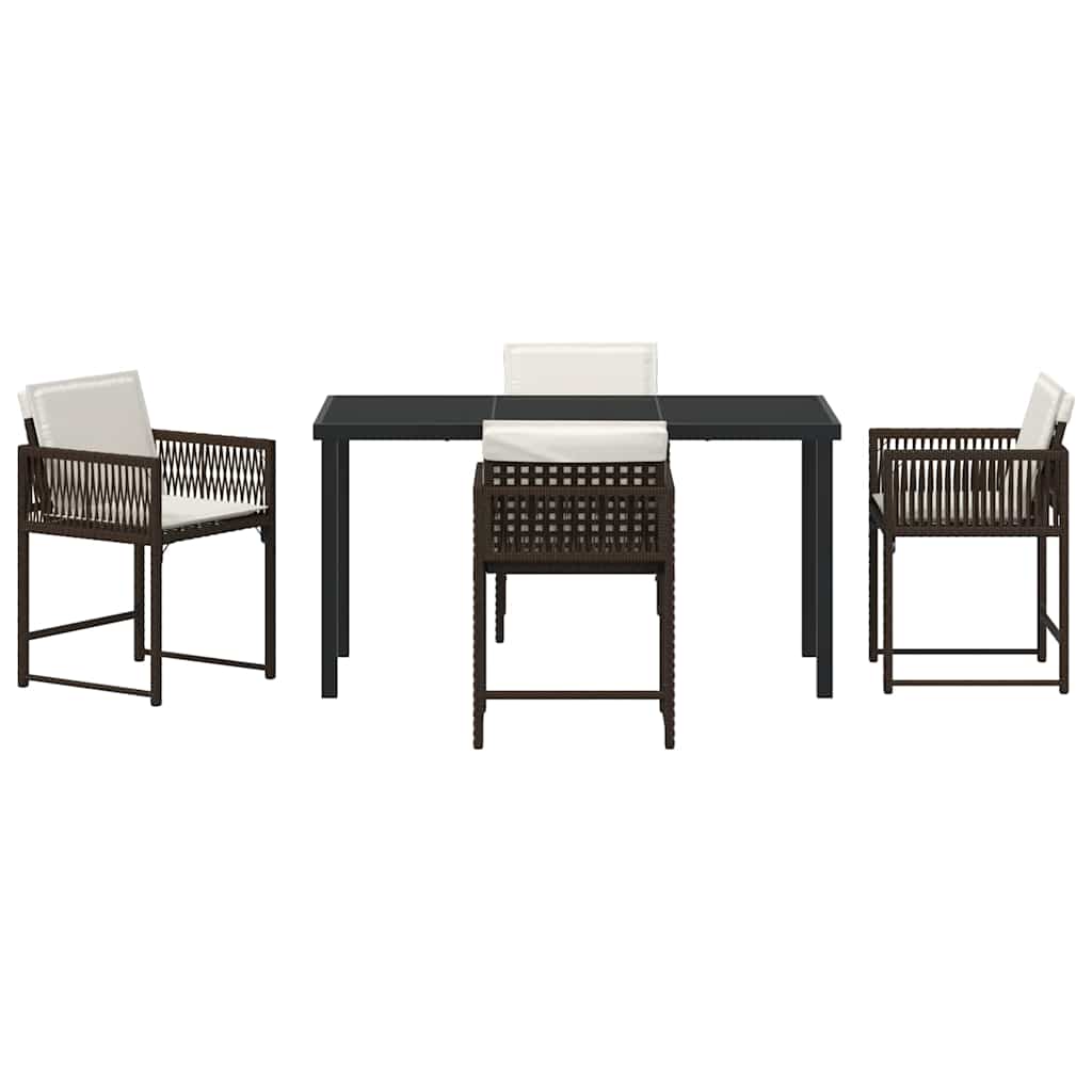 Garden Dining Set 5 pcs Brown Poly Rattan