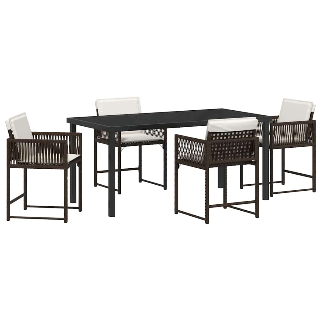 Garden Dining Set 5 pcs Brown Poly Rattan