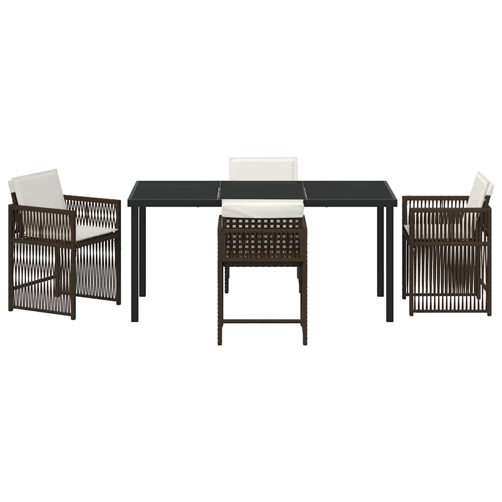 Garden Dining Set 5 pcs Brown Poly Rattan