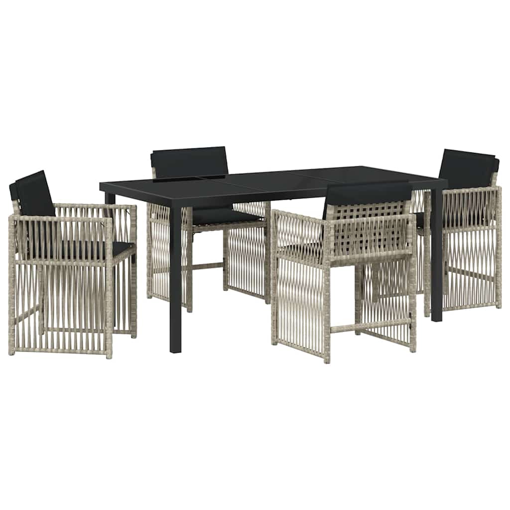 Garden Dining Set 5 pcs Light Grey Poly Rattan
