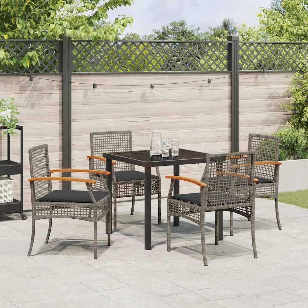 Garden Dining Set 5 pcs Grey and Black Rattan