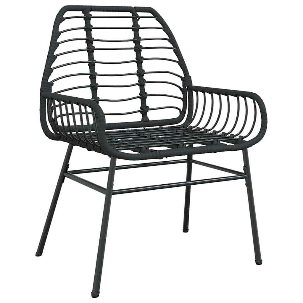 Garden Dining Set 7 pcs Black Poly Rattan