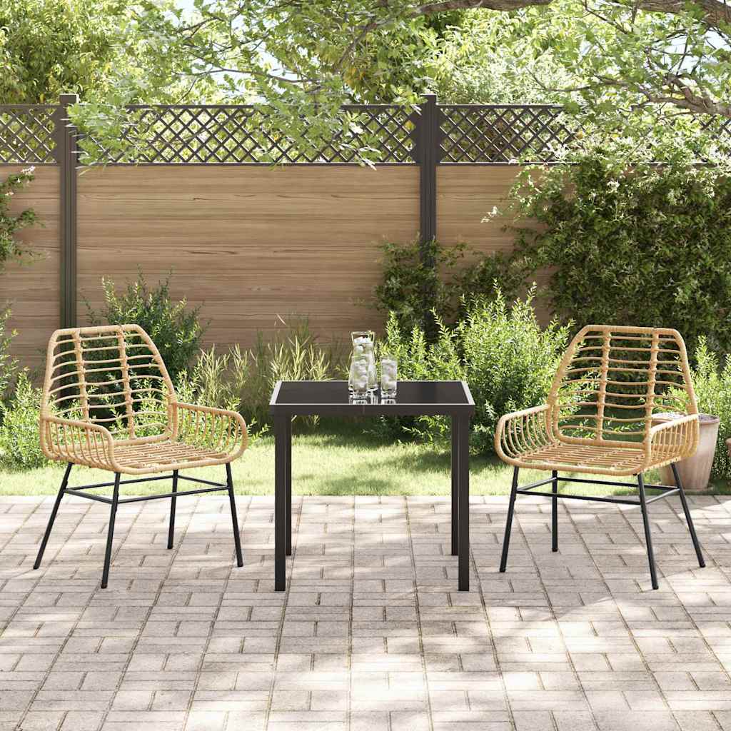 Garden Dining Set 3 pcs Brown Poly Rattan