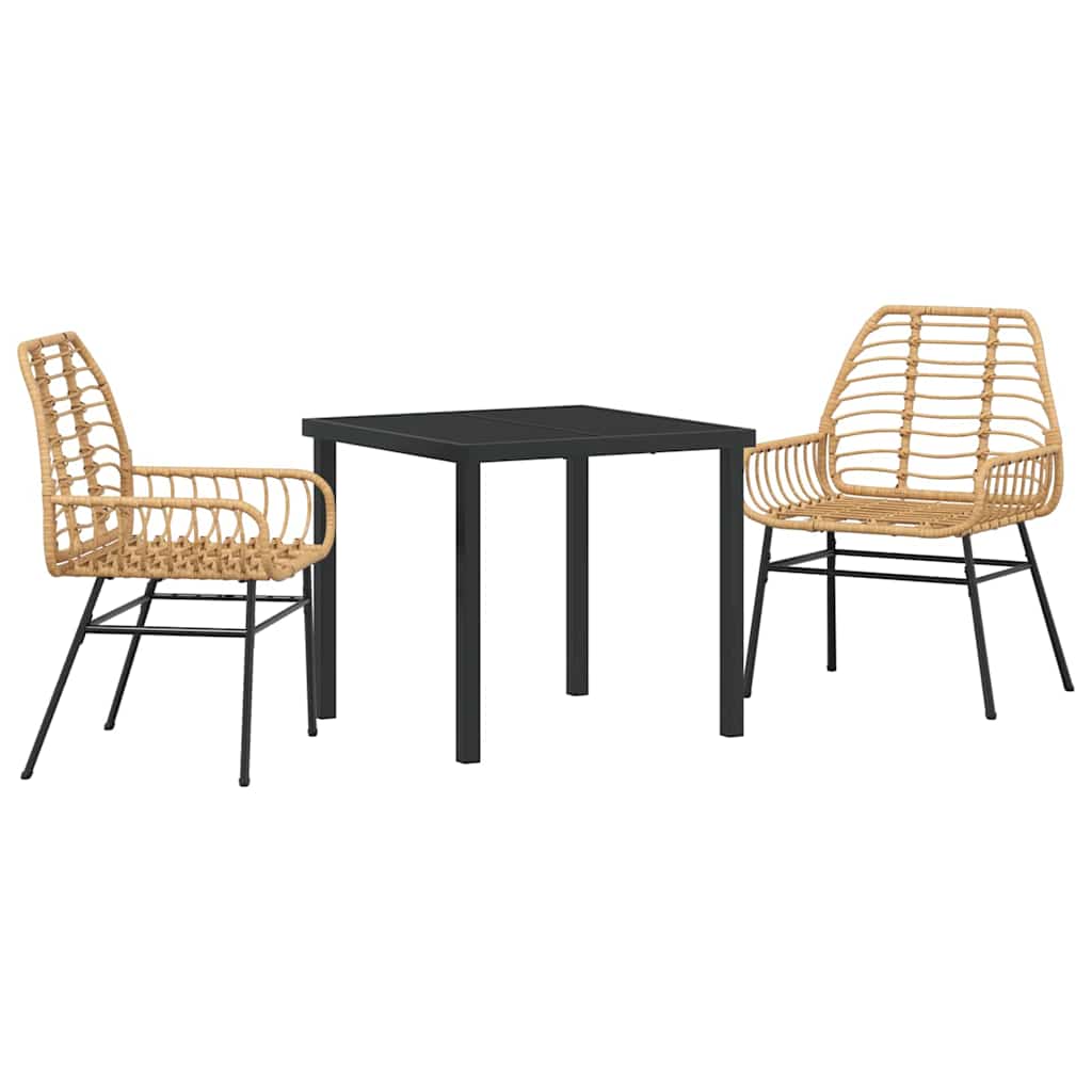 Garden Dining Set 3 pcs Brown Poly Rattan