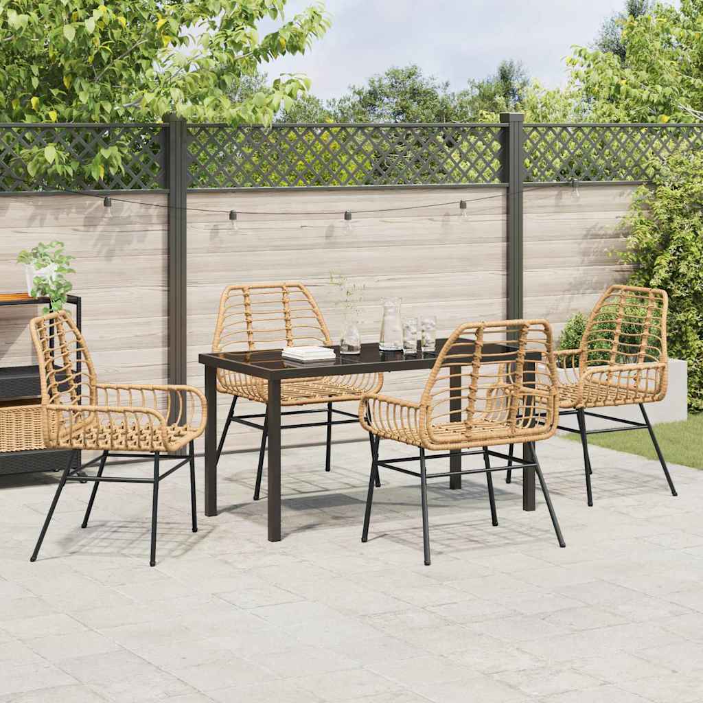 Garden Dining Set 5 pcs Brown Poly Rattan