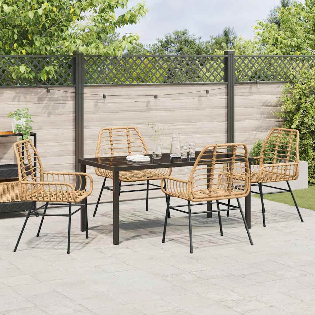 Garden Dining Set 5 pcs Brown Poly Rattan
