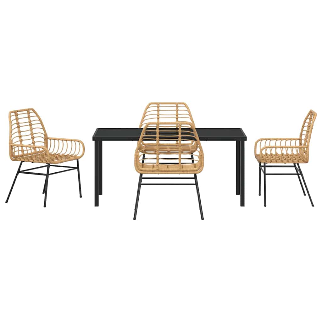 Garden Dining Set 5 pcs Brown Poly Rattan